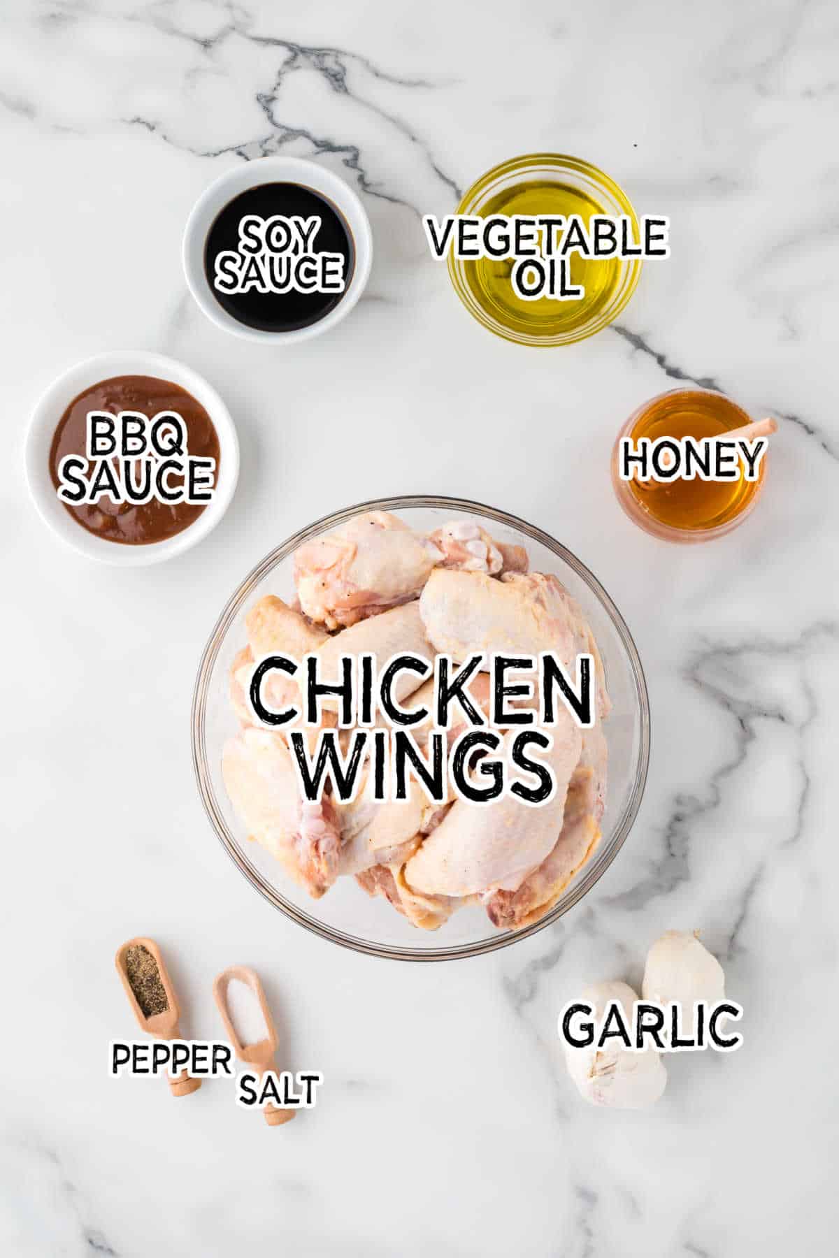 Ingredients to make oven baked chicken wings.