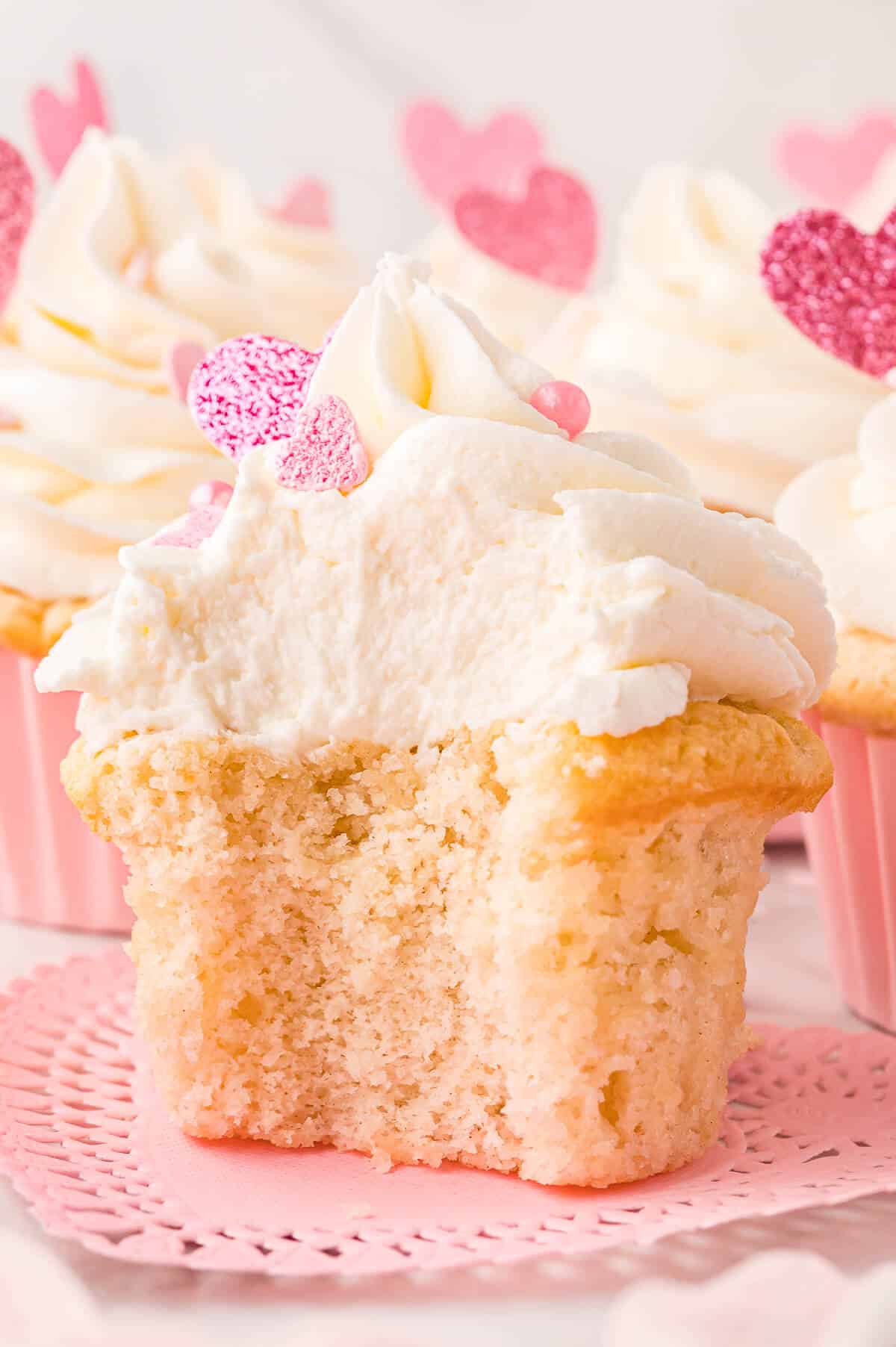 Valentine's day cupcakes with a bite out of it.