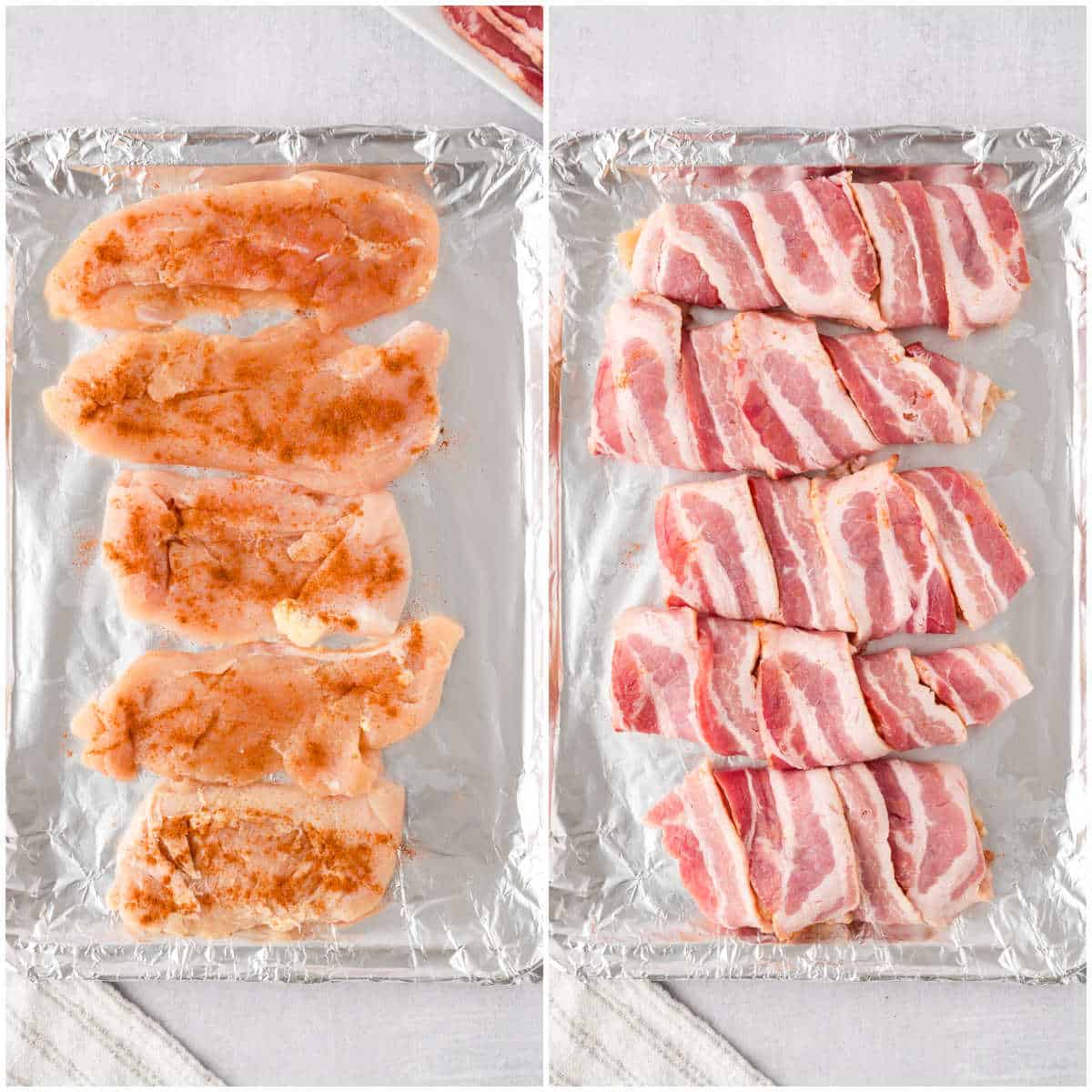 Collage of prepping the chicken.