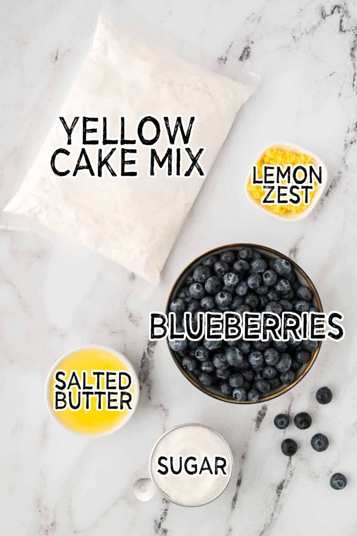 Blueberry Upside Down Cake ingredients.