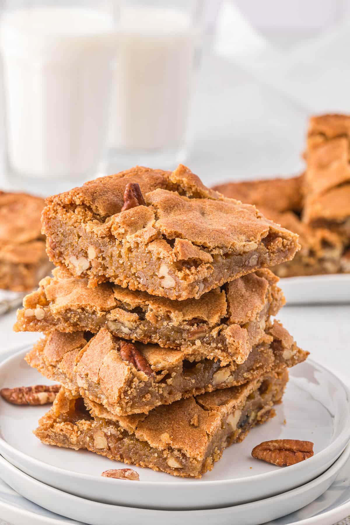 A stack of butterscotch blondies.