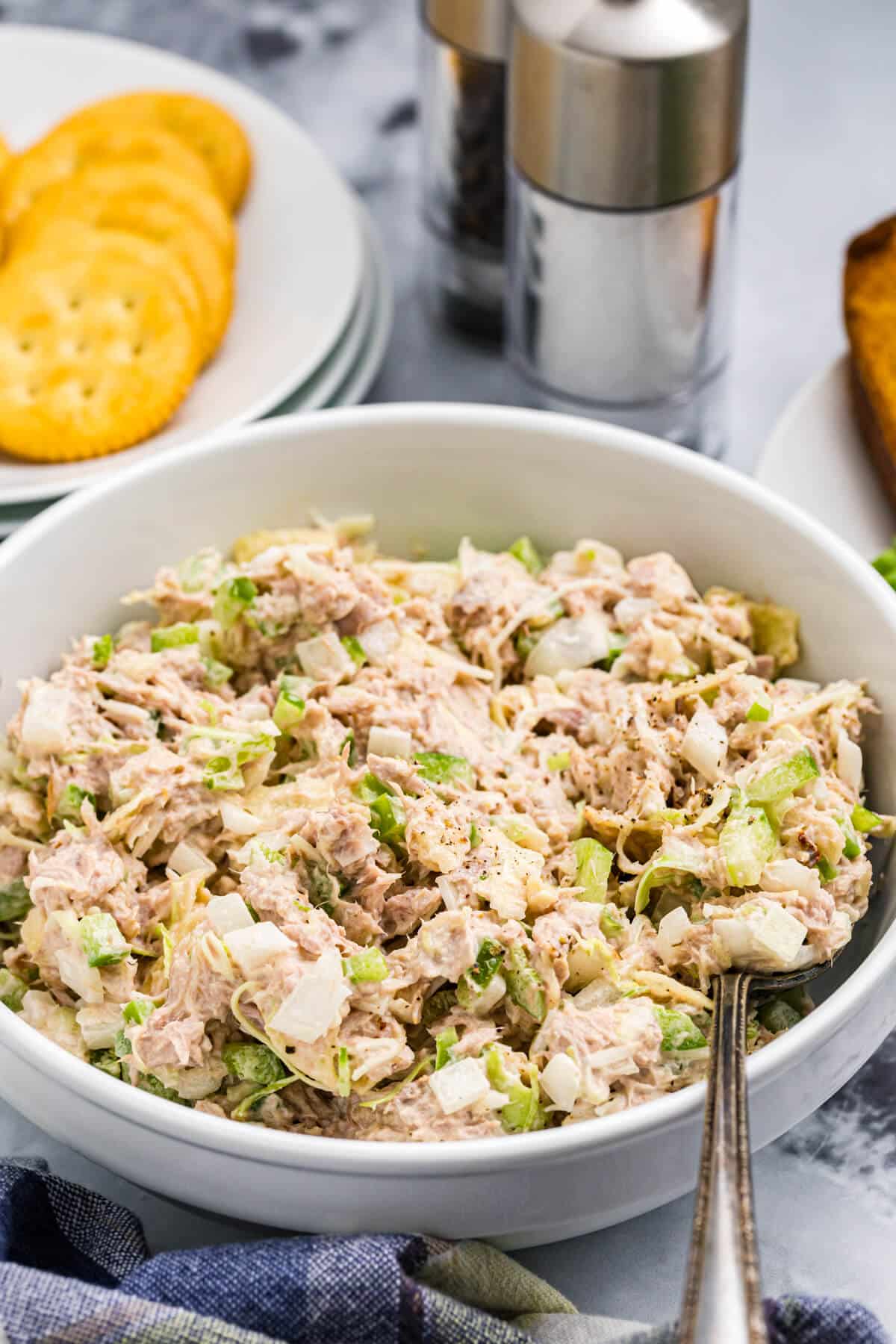 Tuna salad in a bowl.