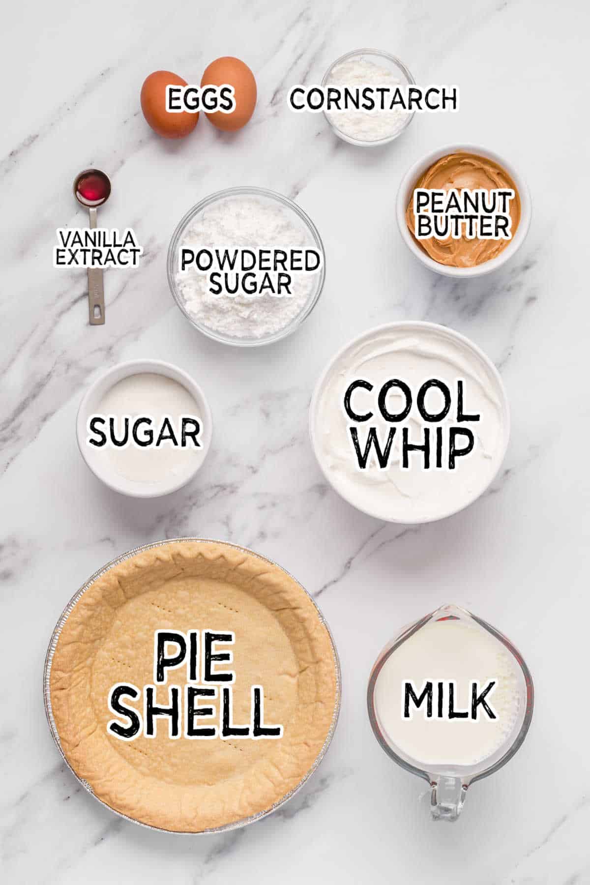 Ingredients on a white counter.
