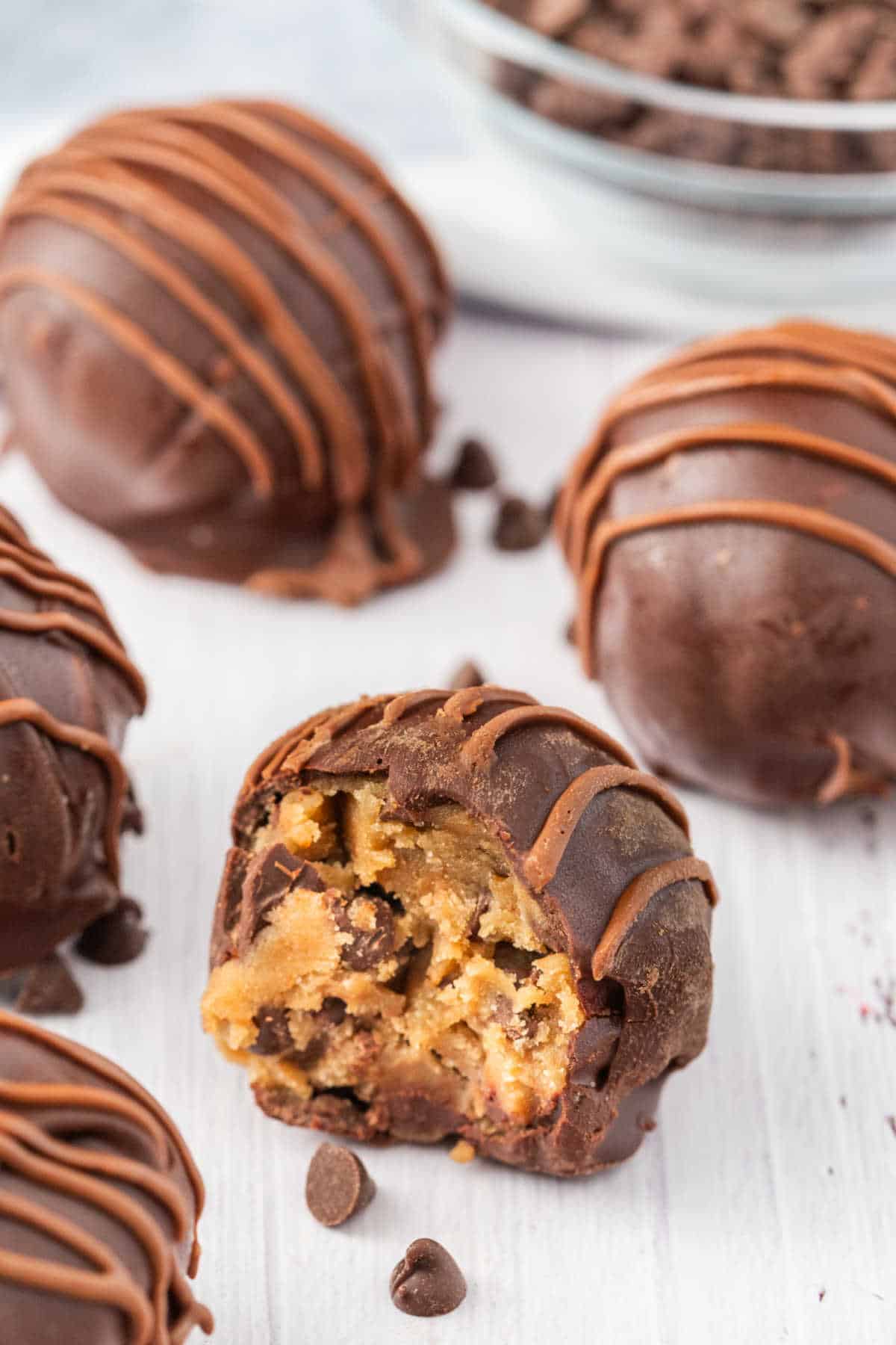 A truffle with a bite out of it.