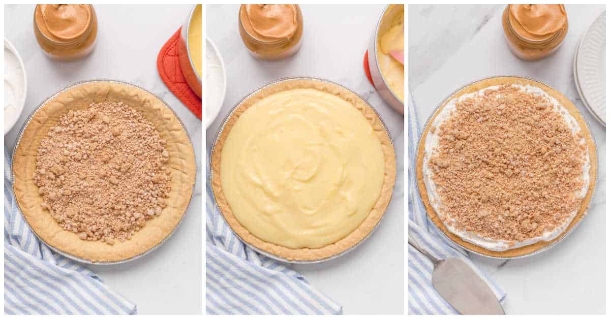 Steps to make peanut butter pie.