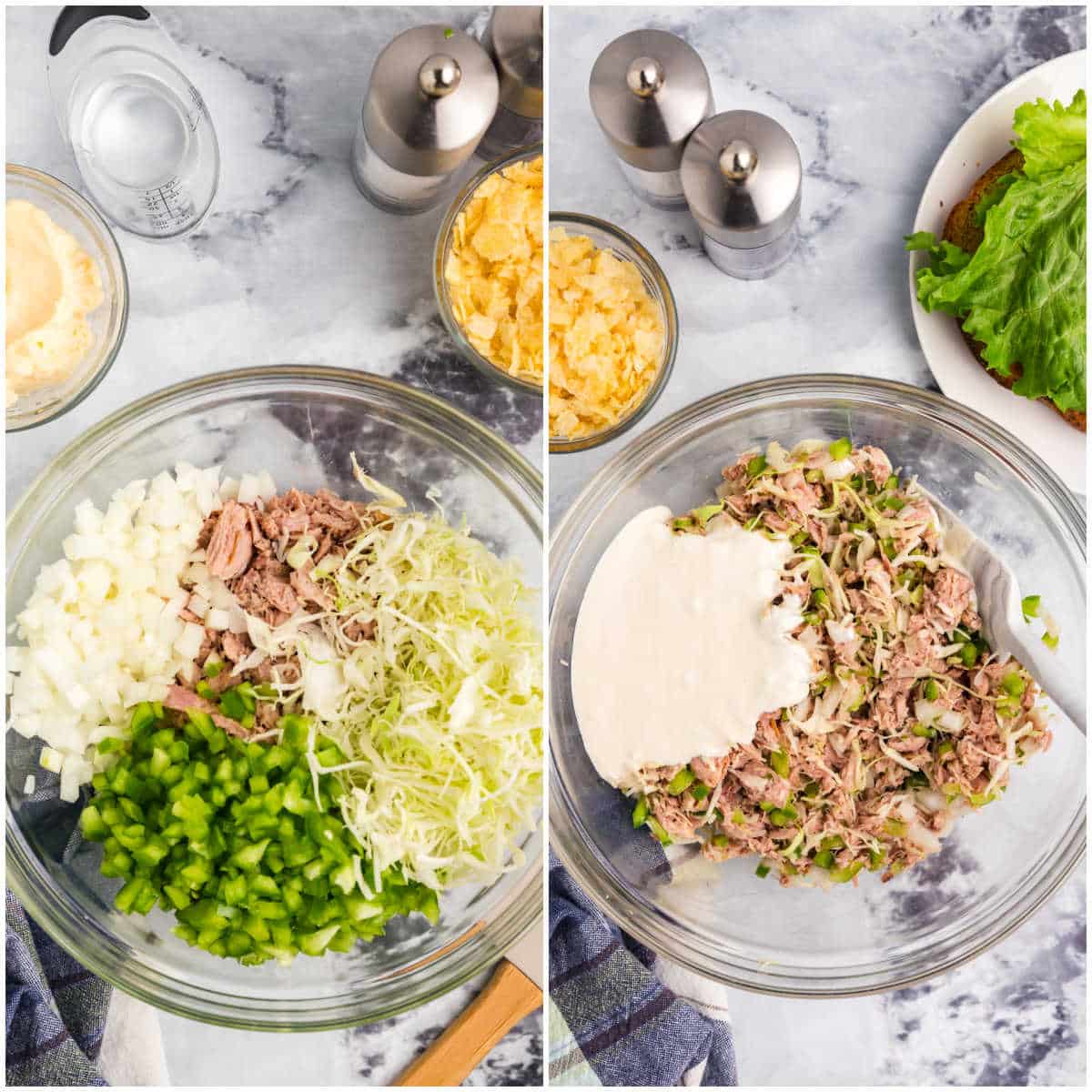 Steps to make tuna salad.