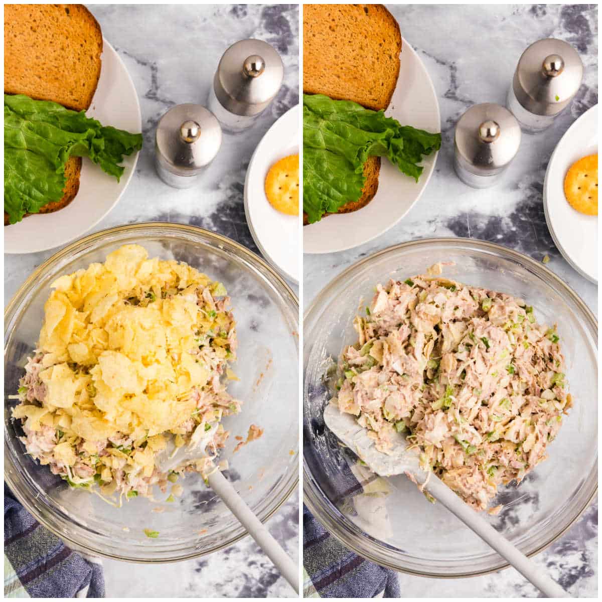 Steps to make tuna salad.