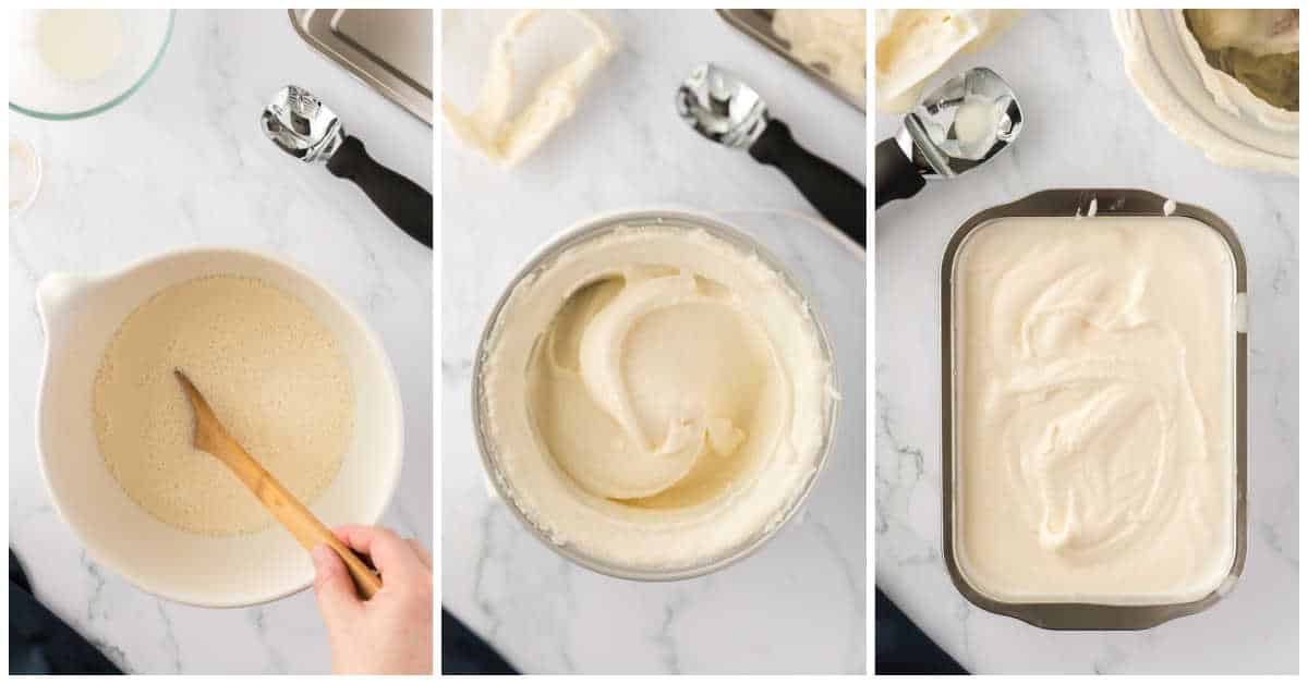 Steps to make homemade vanilla ice cream.