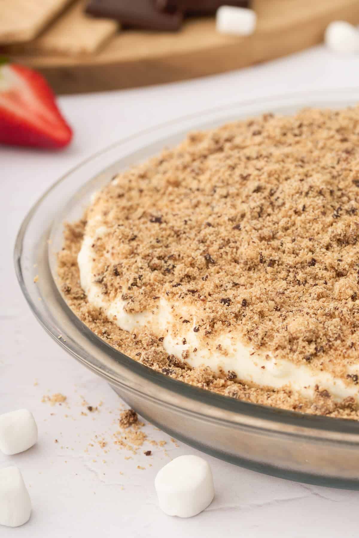 Marshmallow pie in a pie pan.