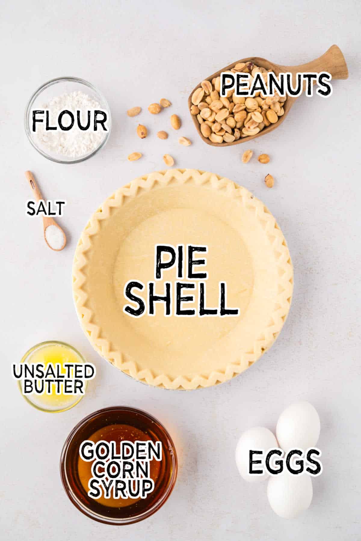 Peanut pie ingredients.