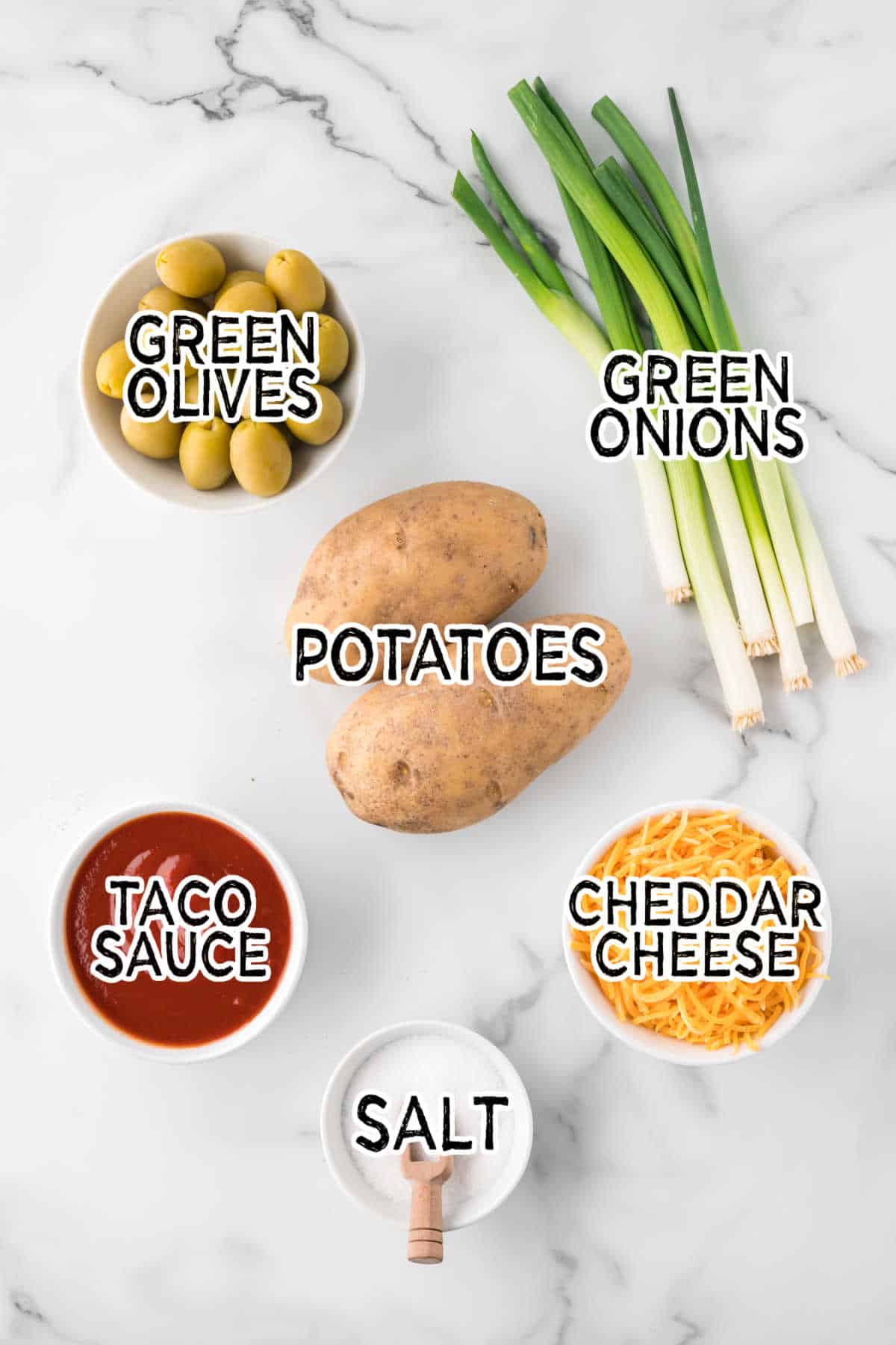 Potato nachos ingredients.