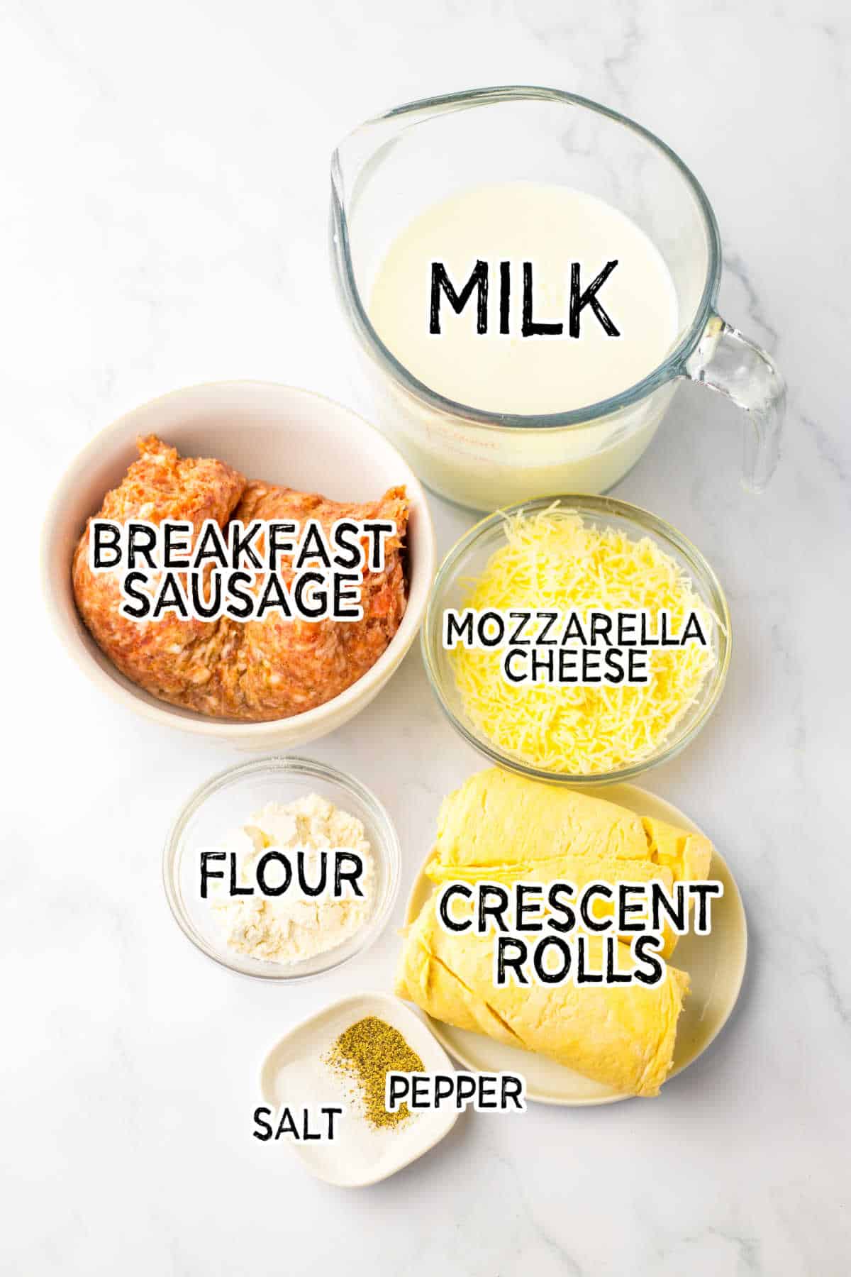 Ingredients to make school breakfast pizza.