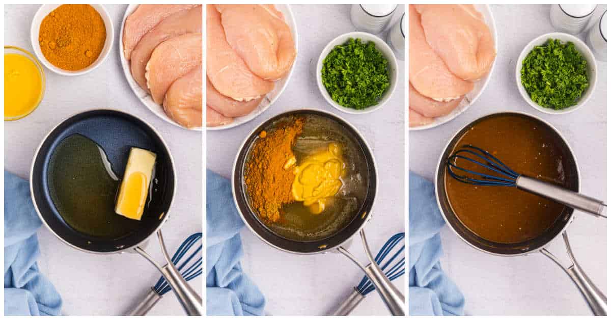 Steps to make honey curried chicken.