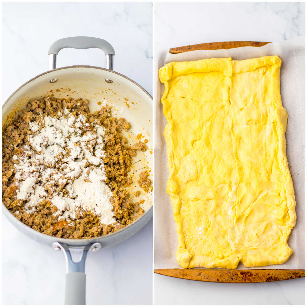 Steps to make school breakfast pizza.