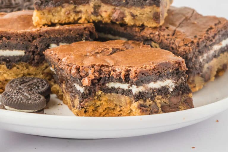 Brownies on a plate.