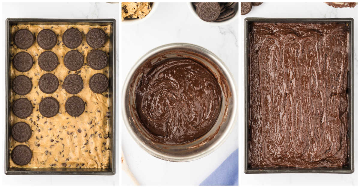 Collage of preparing the brownies.
