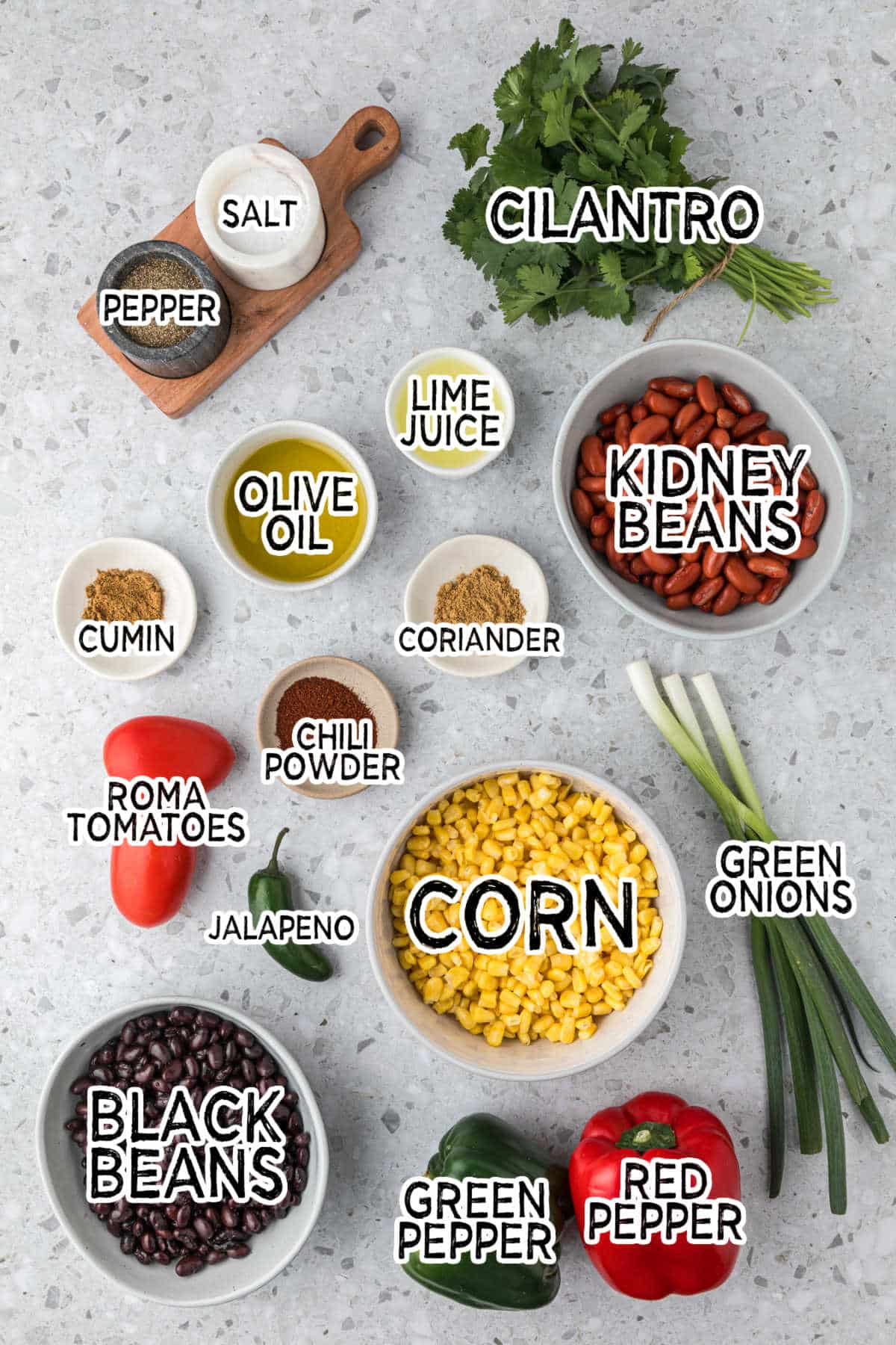 Ingredients to make cowboy caviar.