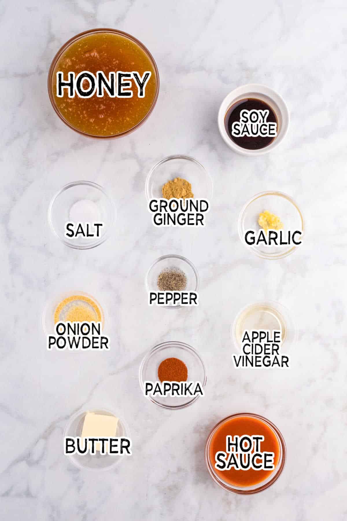 Ingredients to make the hot honey sauce.