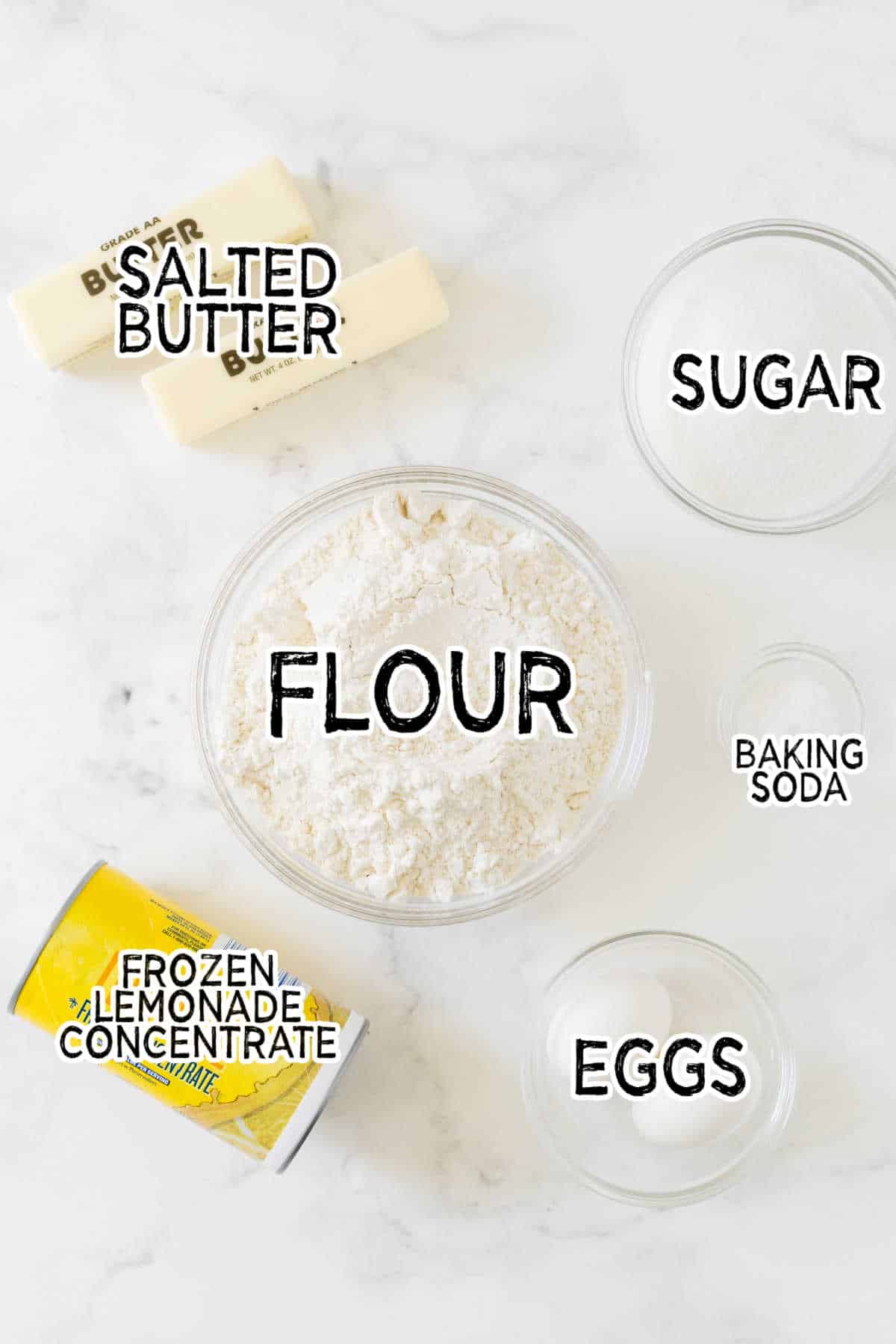 Ingredients to make lemonade cookies.