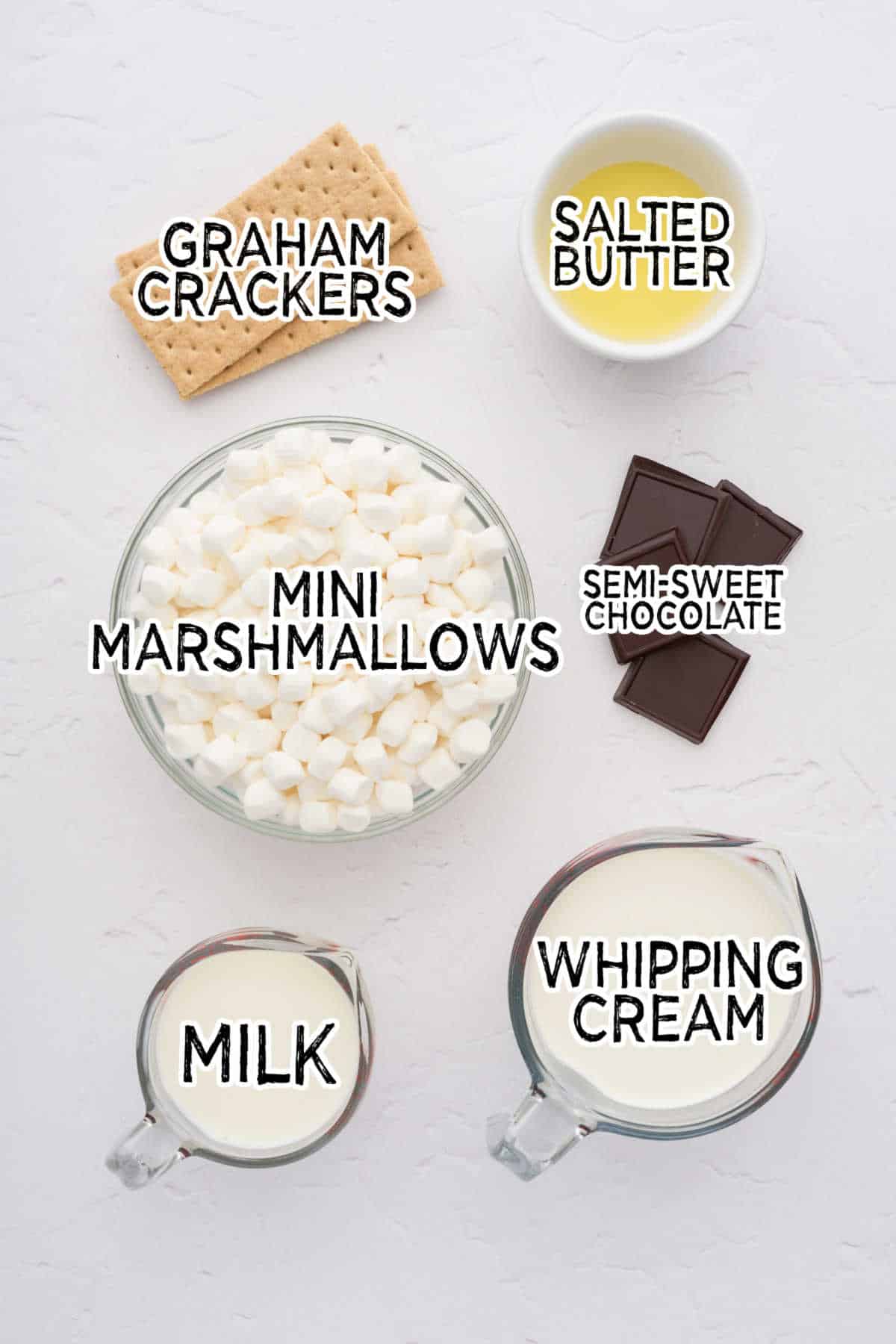 Ingredients to make marshmallow pie.