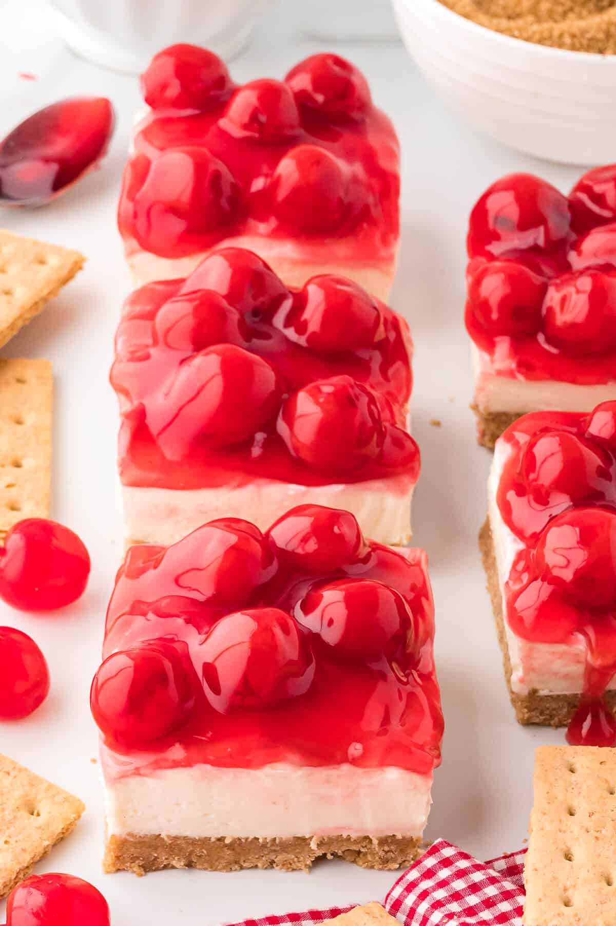 Slices of cheesecake.