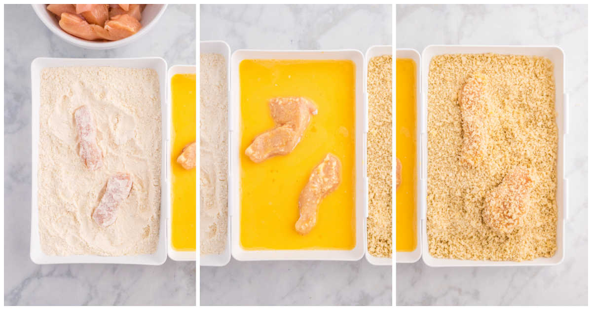 Steps to make hot honey chicken tenders.