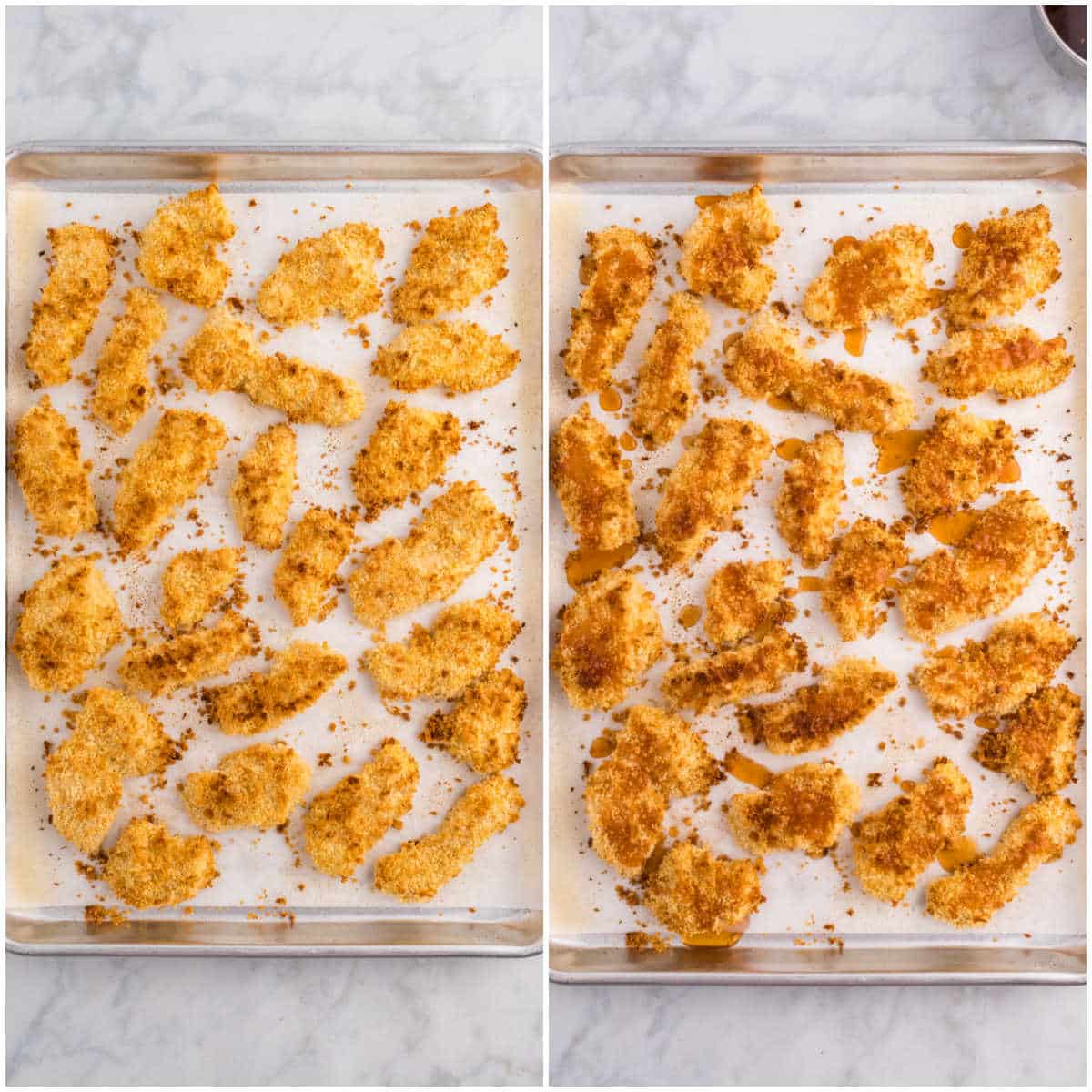 Steps to make hot honey chicken tenders.