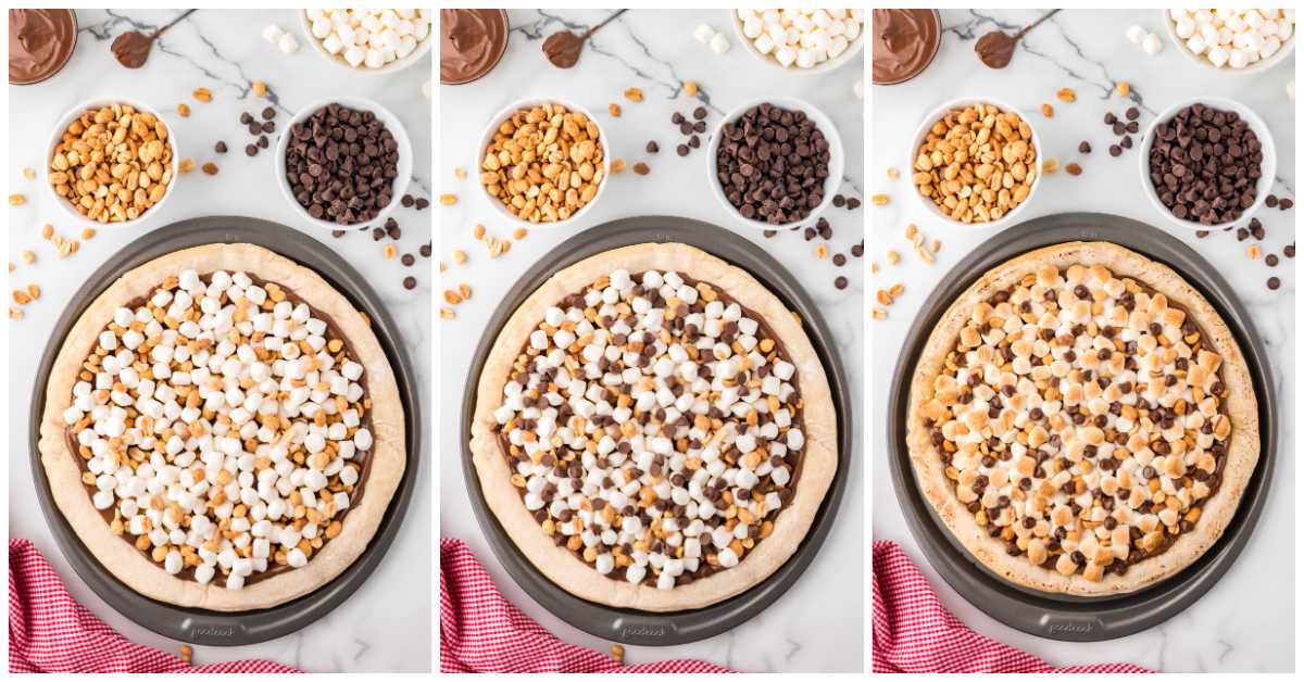 Steps to make rocky road pizza.