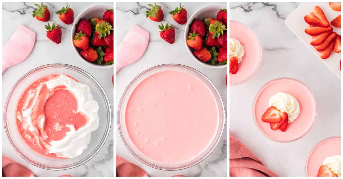 Collage of mixing ingredients in a bowl.