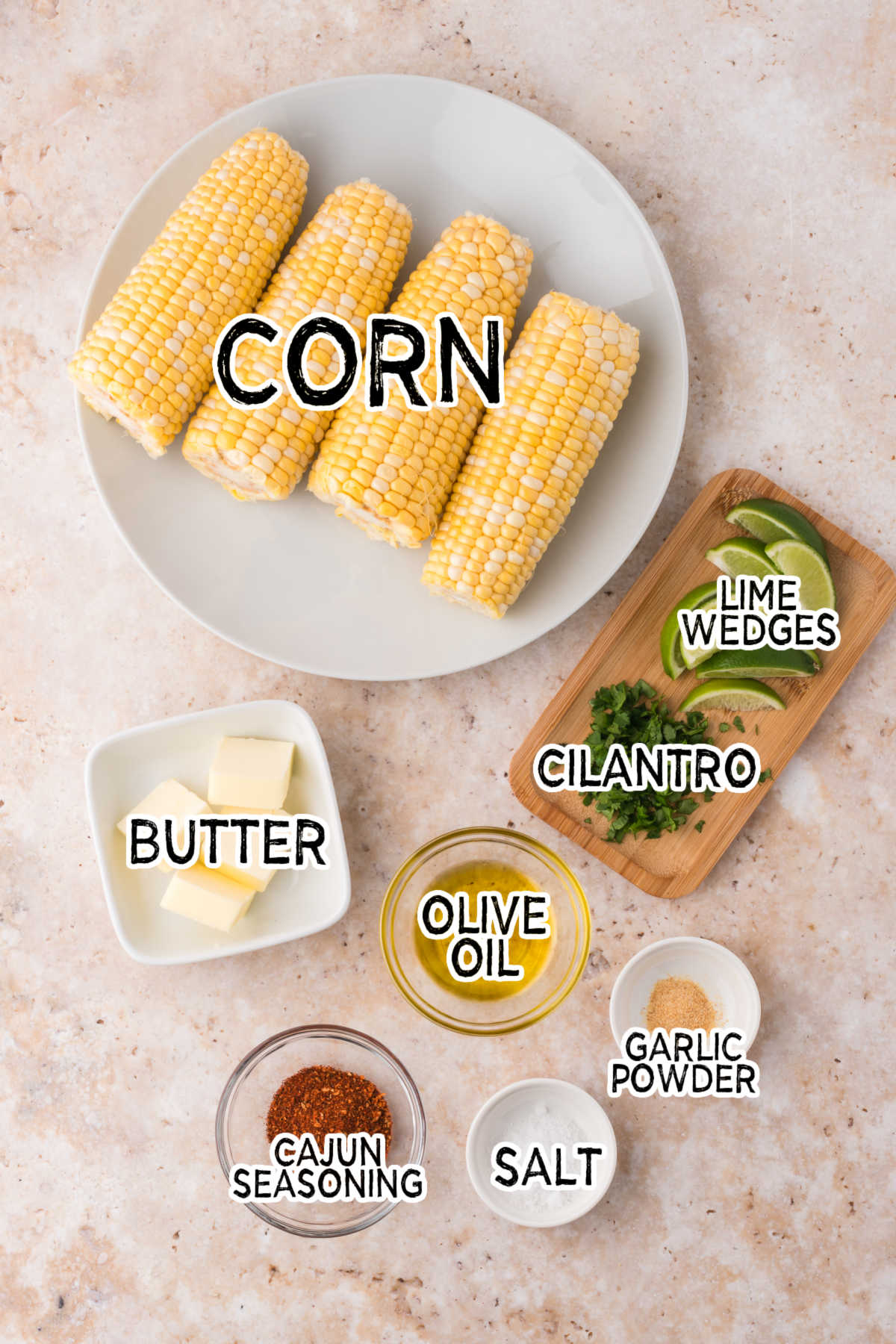 Ingredients on a beige background.