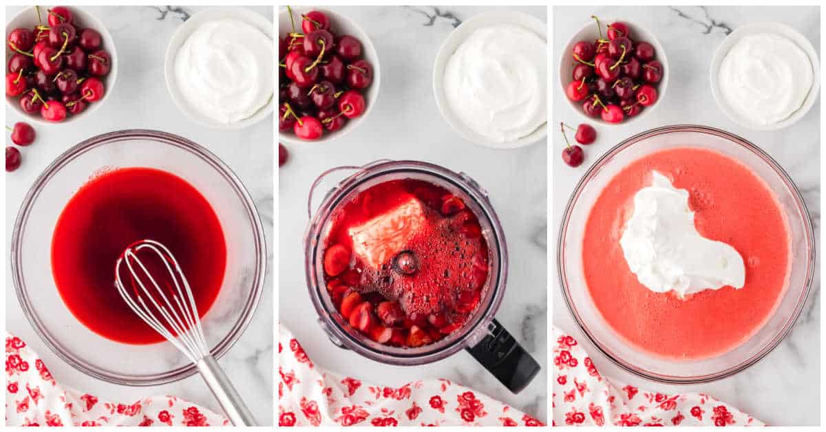 Steps to make cherry mousse.