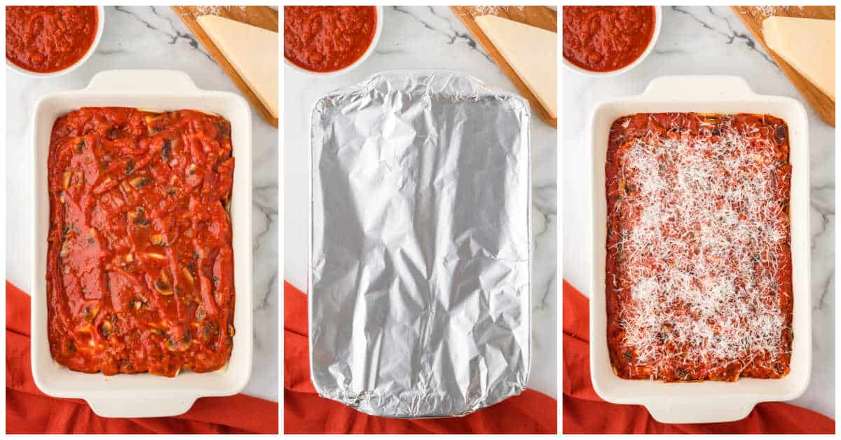 Collage of baking the casserole.