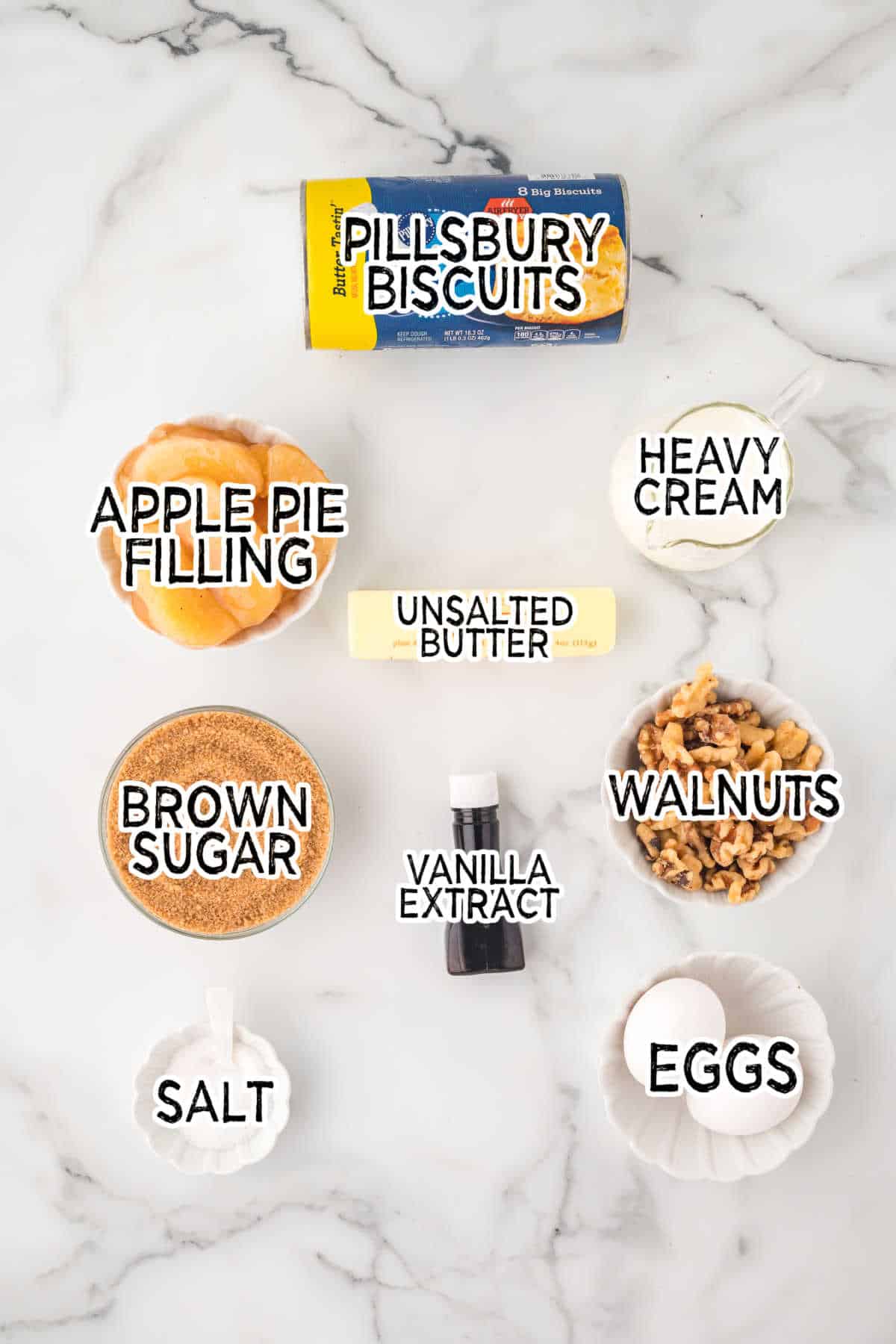 Ingredients on a white counter.
