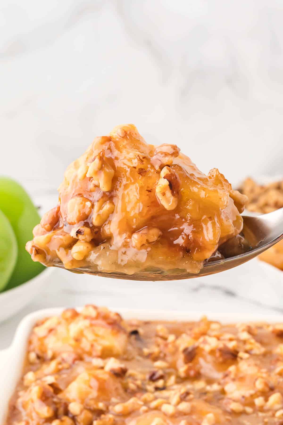 The recipe on a serving spoon.