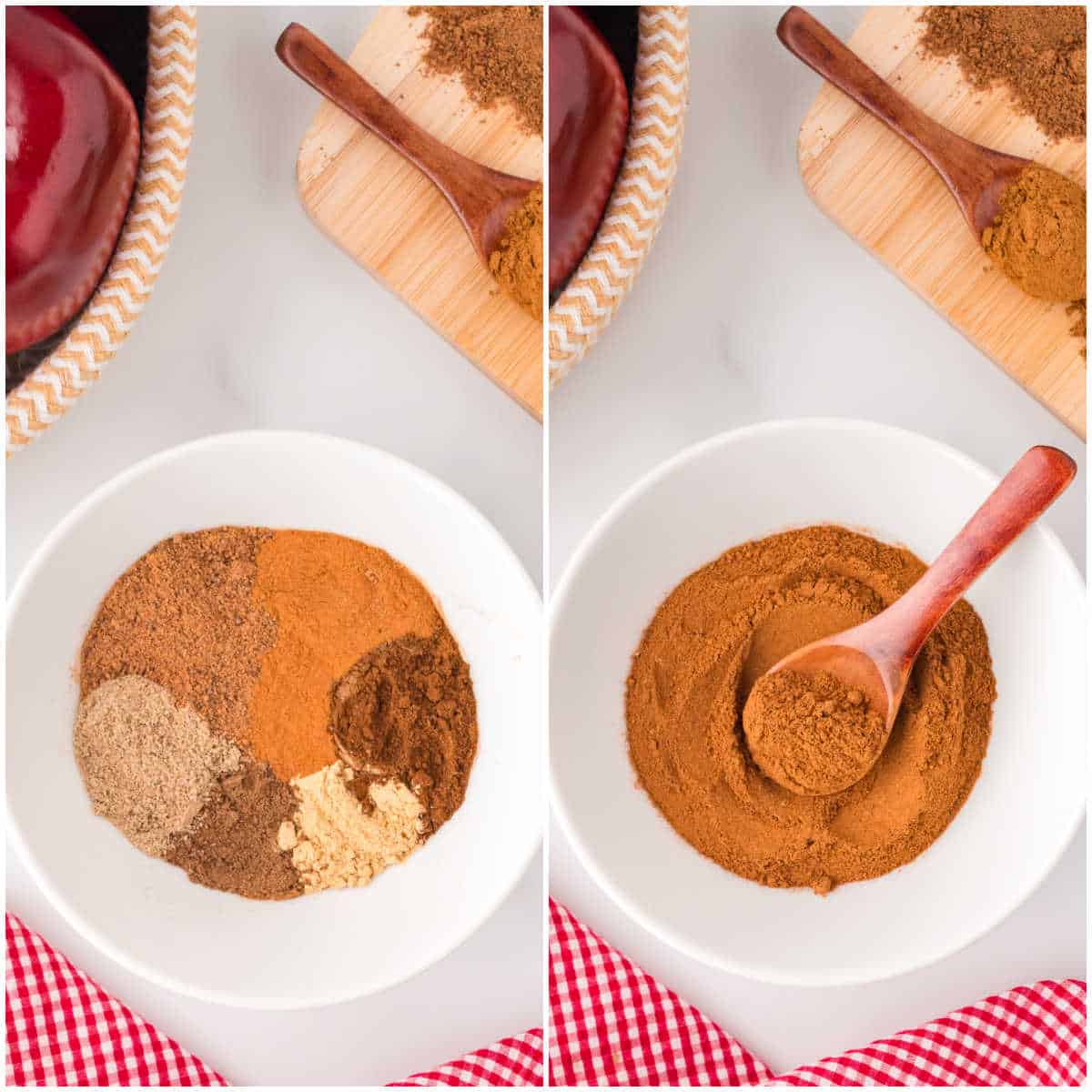 Collage of the spices in a bowl.