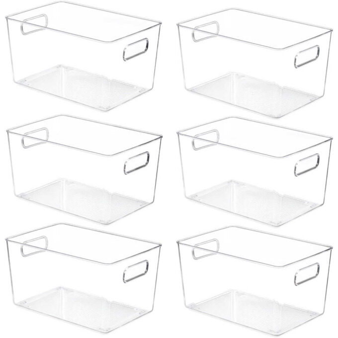 Pantry organizer bins.