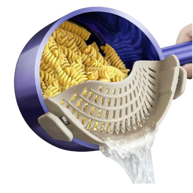 Clip on strainer.