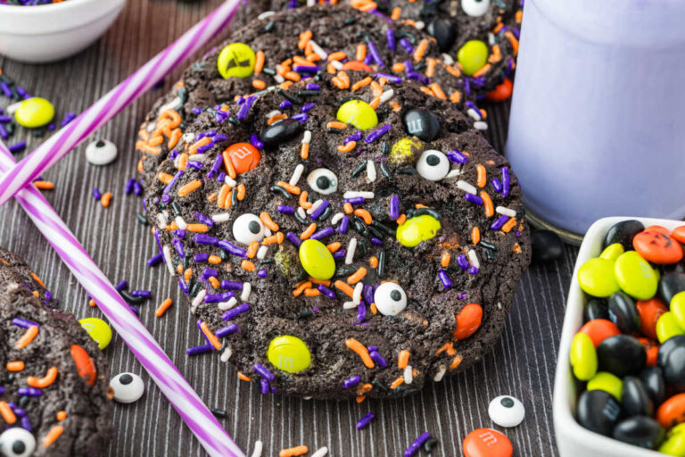 The cookies with Halloween decor.