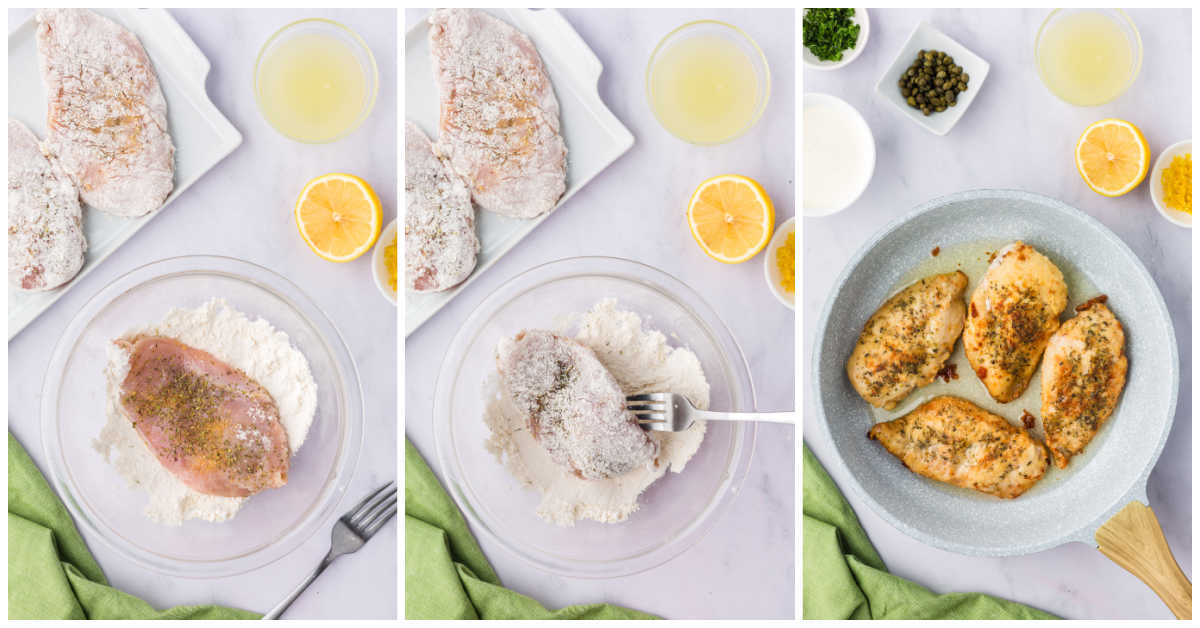 Collage of preparing the chicken.