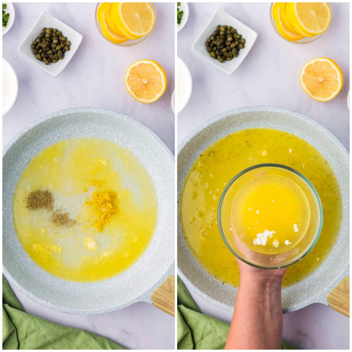 Collage of preparing the sauce.