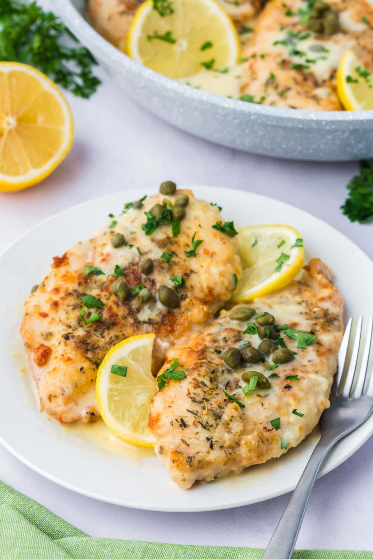 The recipe on a plate with a fork.
