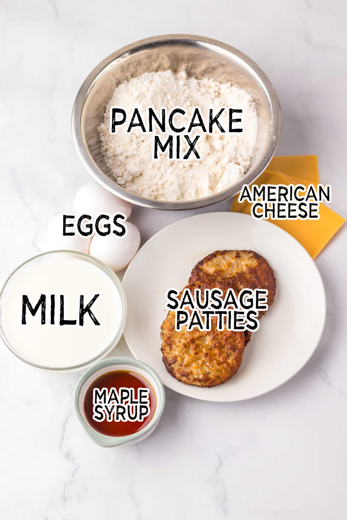 Ingredients on a white counter.