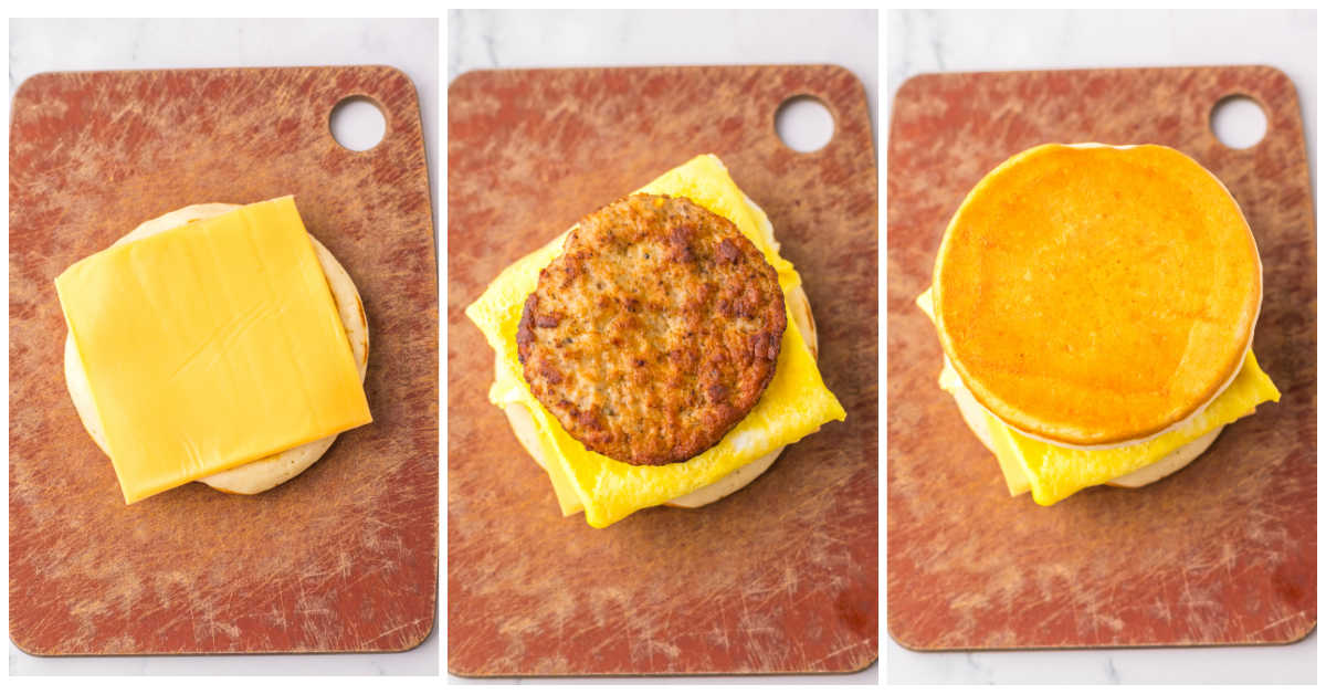 Collage of assembling the sandwich.