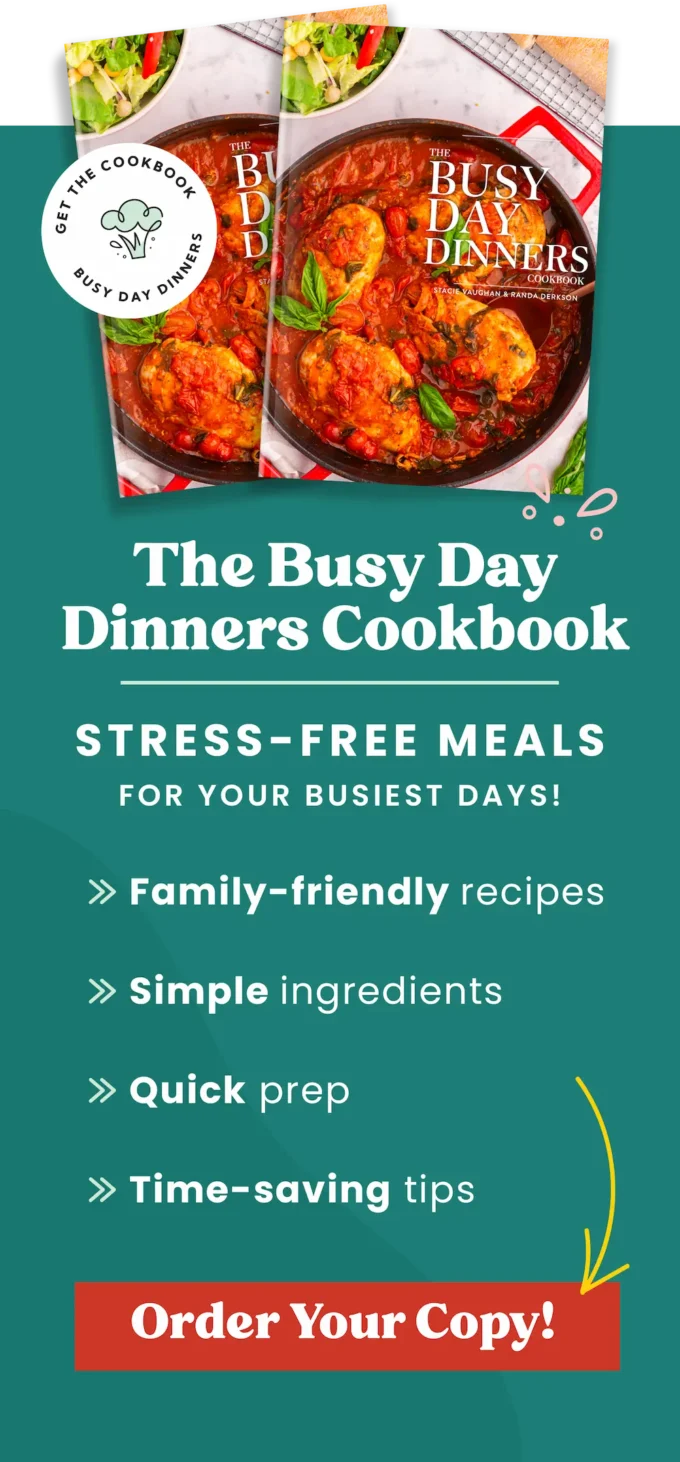 The Busy Day Dinners cookbook ad.