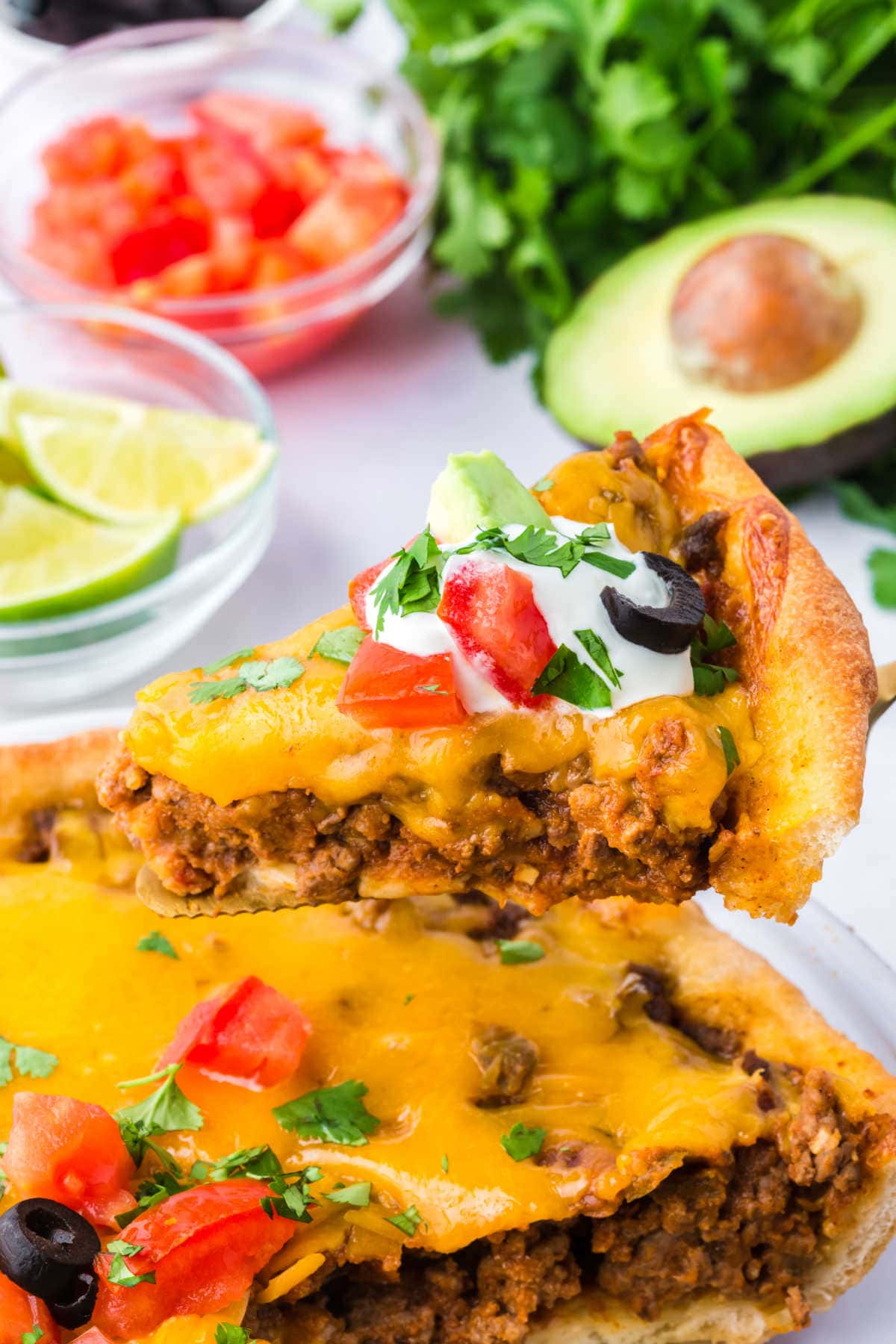 A slice of the recipe on a spatula.