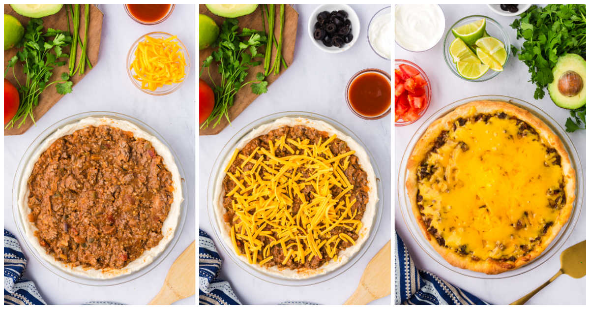 Collage of assembling the pie.