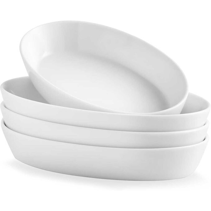 Shallow baking dishes.