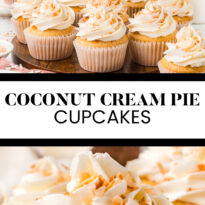 Coconut cream pie cupcakes pin collage.