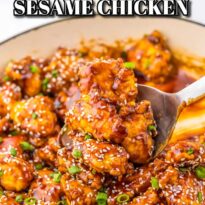 Honey sesame chicken pin collage.