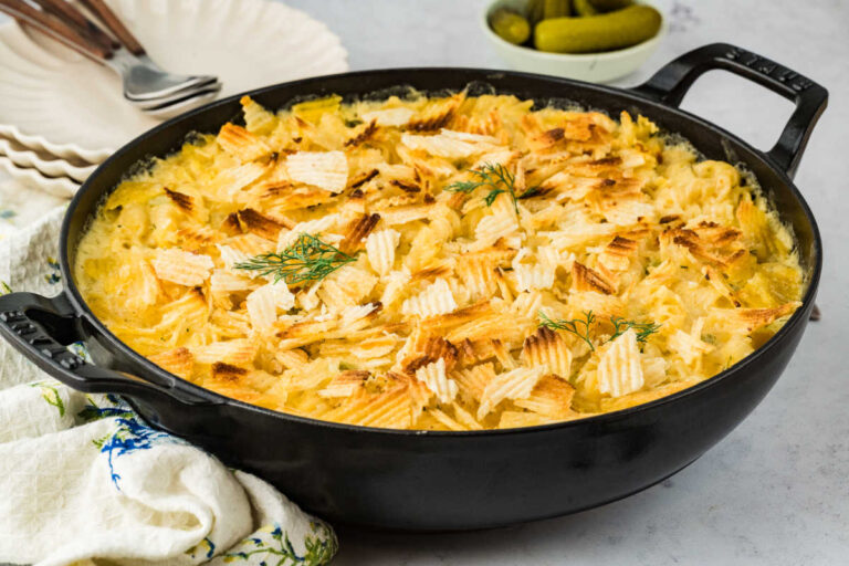 The recipe in a skillet.